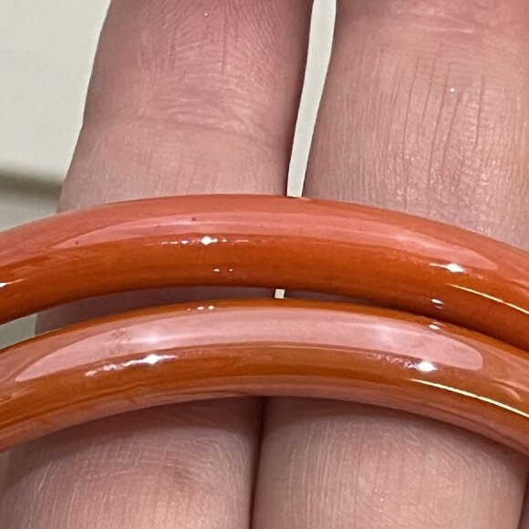 Set Of 2 Unbranded Vintage Orange Glass Bangle Bracelets - Picture 10 of 15